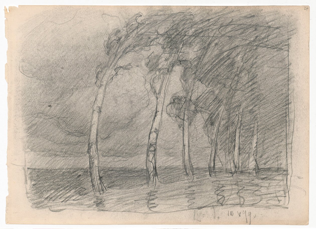 Birches During a Storm, Study for the Painting 