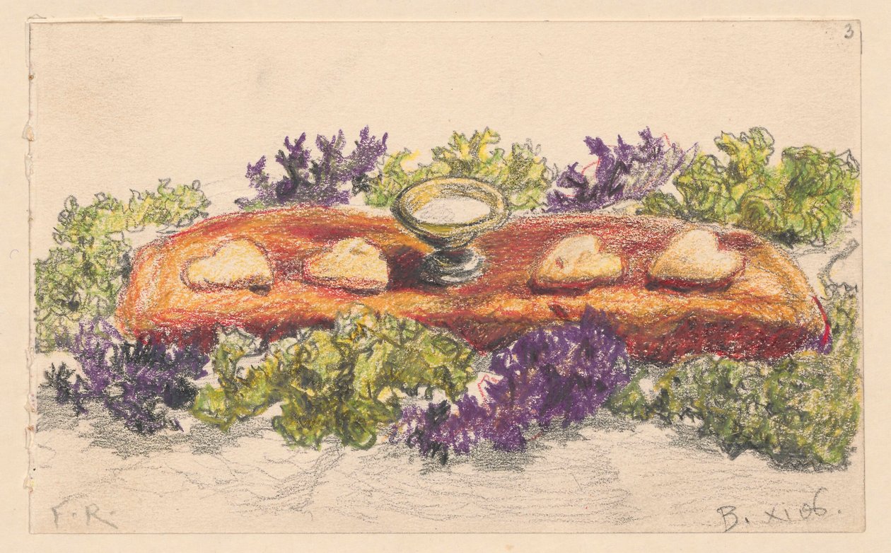 Four Hearts and Salt Among Flower Decorations by Ferdynand Ruszczyc