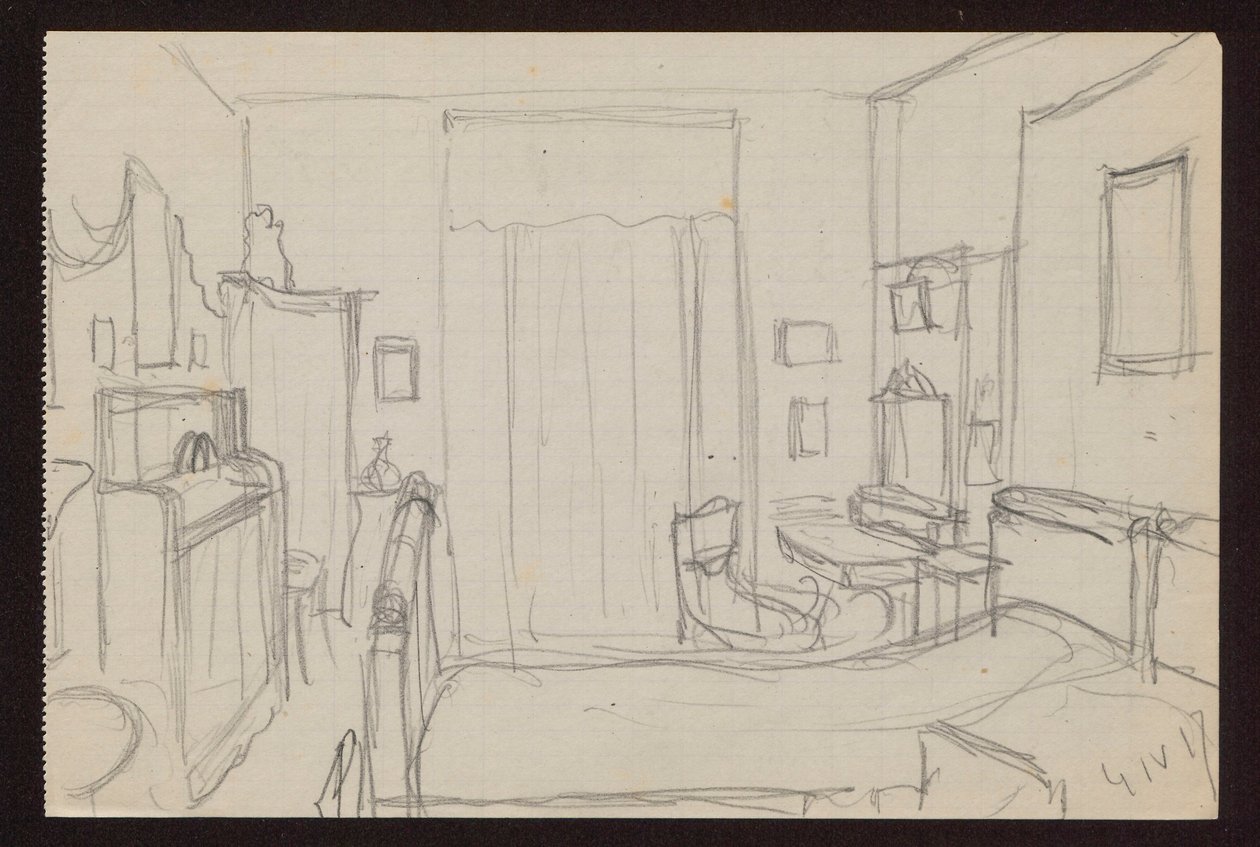 Interiors of "Muru" in Bohdanów - bedroom of Gina and Ferdynand Ruszczyc by Ferdynand Ruszczyc