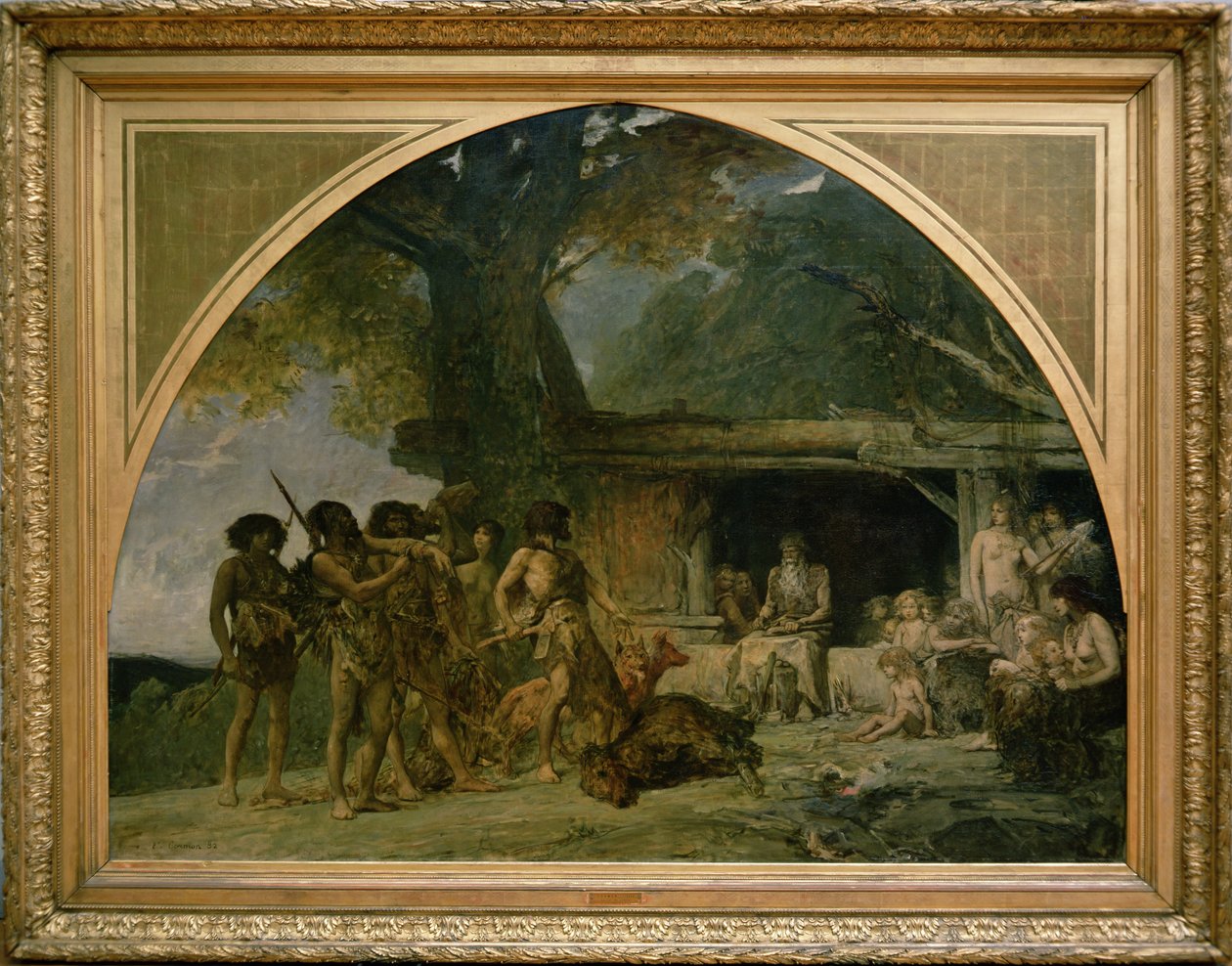 The Stone Age, returning from a bear hunting, 1882 by Fernand Cormon