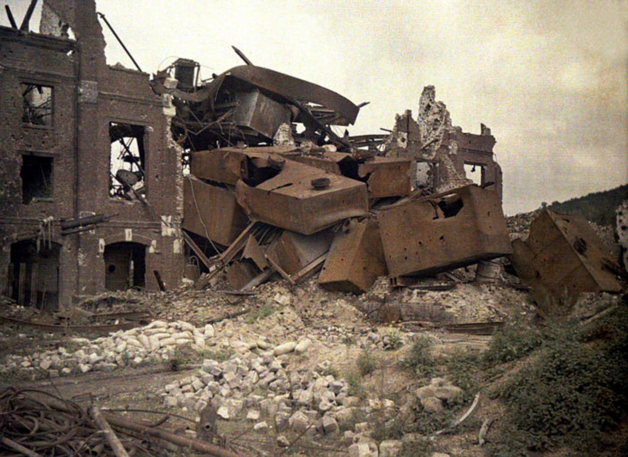 Ruins of the heavily damaged Vauxrot distillery, Cuffies, Aisne, France by Fernand Cuville
