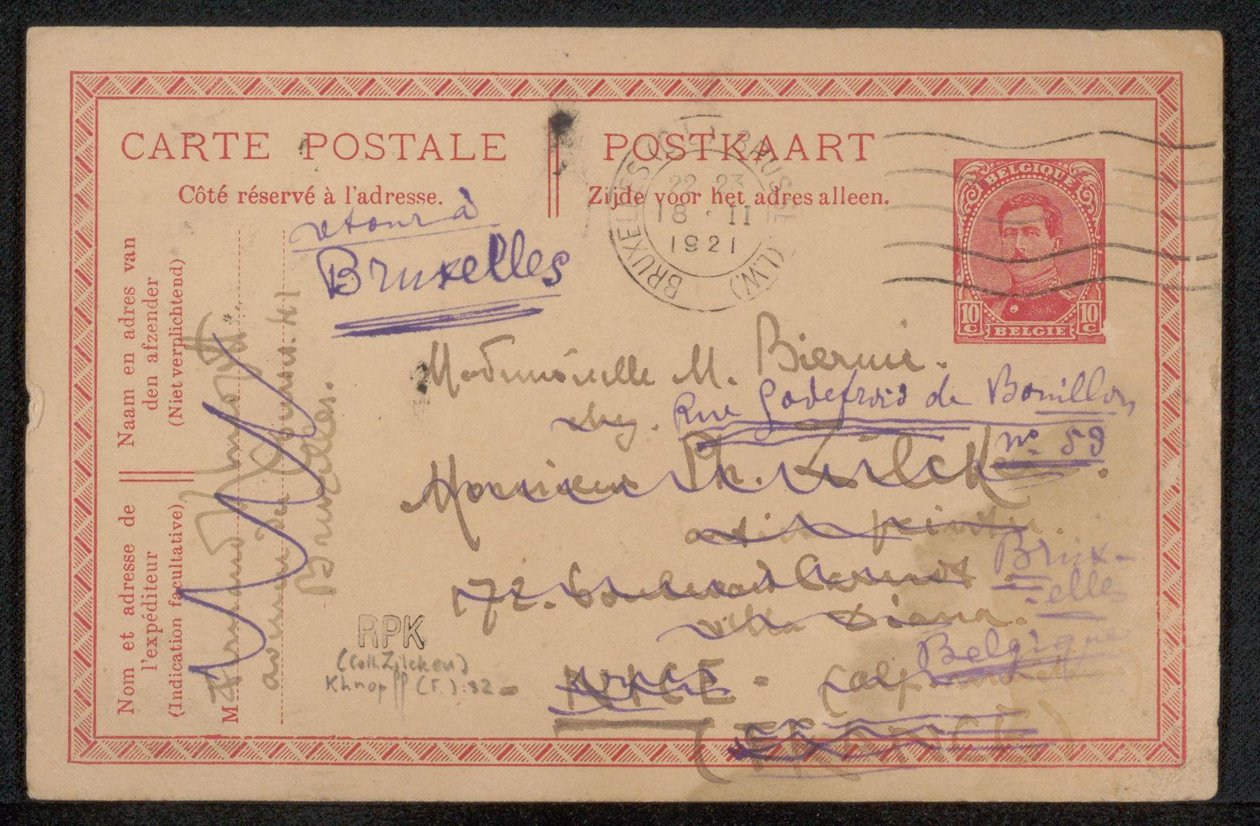 Postcard to Maria Biermé by Fernand Khnopff