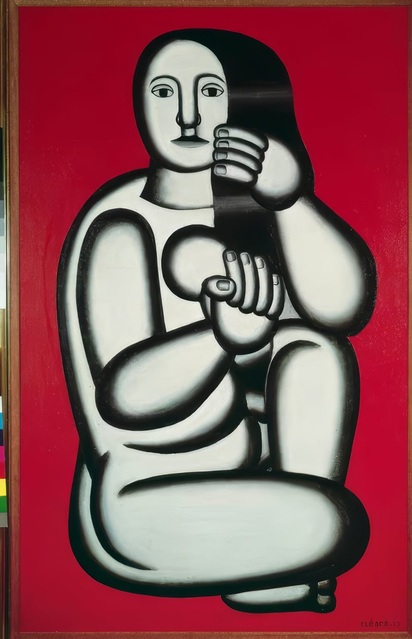 Female Nude on Red Background by Fernand Leger