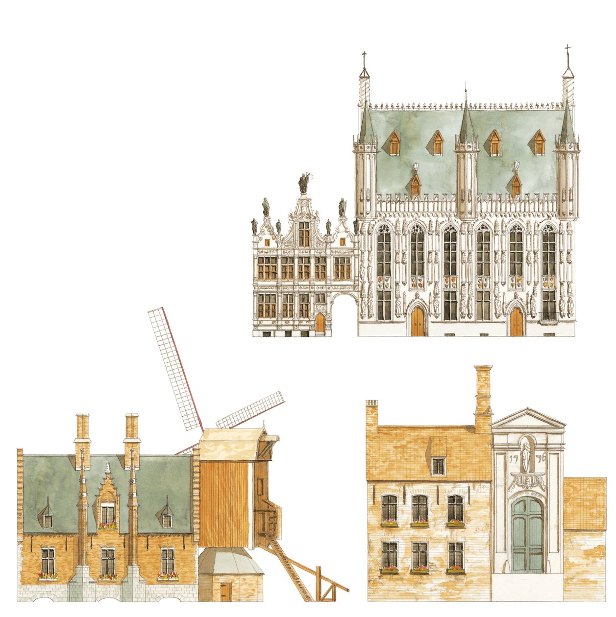 Bruges, Belgium. Town Hall and Traditional Houses by Fernando Aznar Cenamor