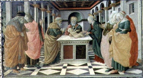 The Presentation in the Temple, predella panel to The Nativity ...