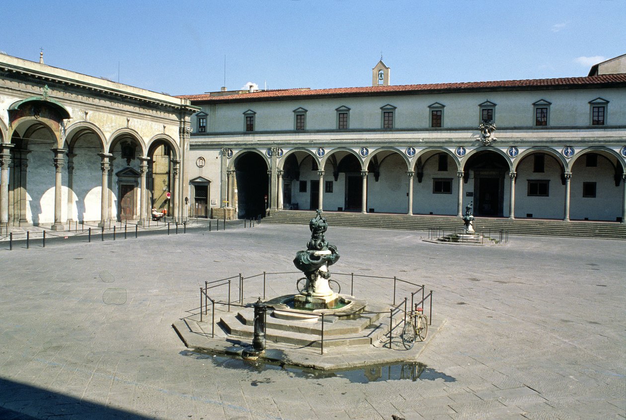 View of the loggia of the Ospedale degli Innocenti, built c.1420 by Filippo Brunelleschi