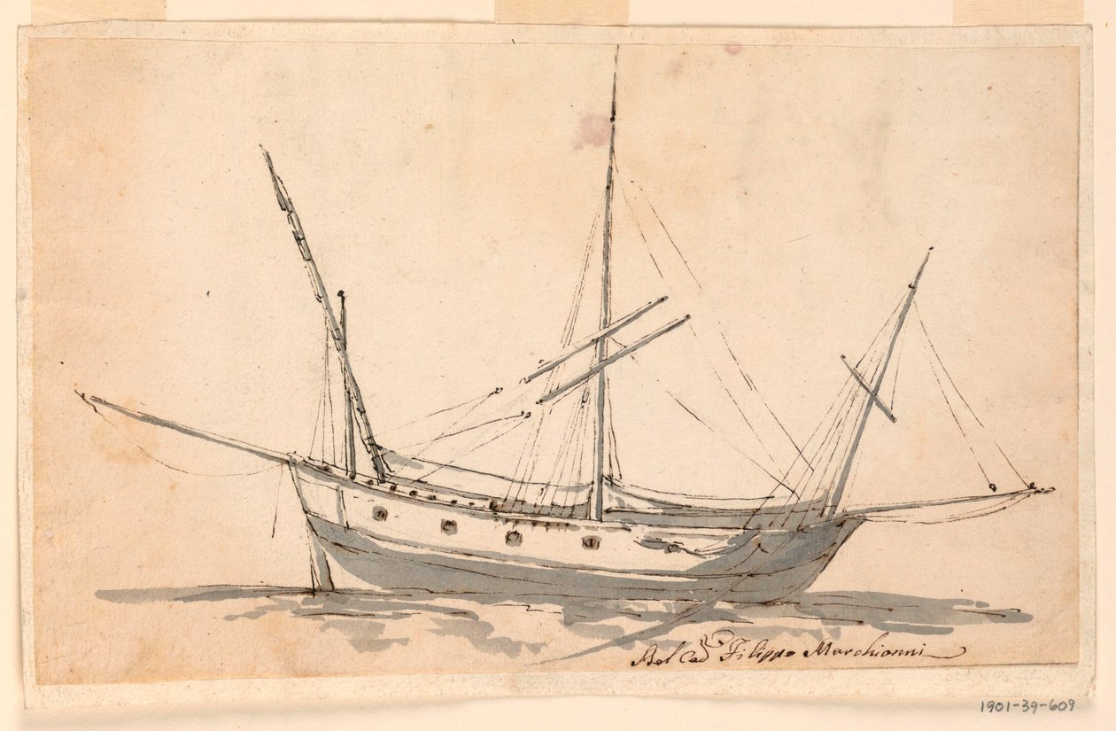A Sailing Ship, ca. 1780 by Filippo Marchionni