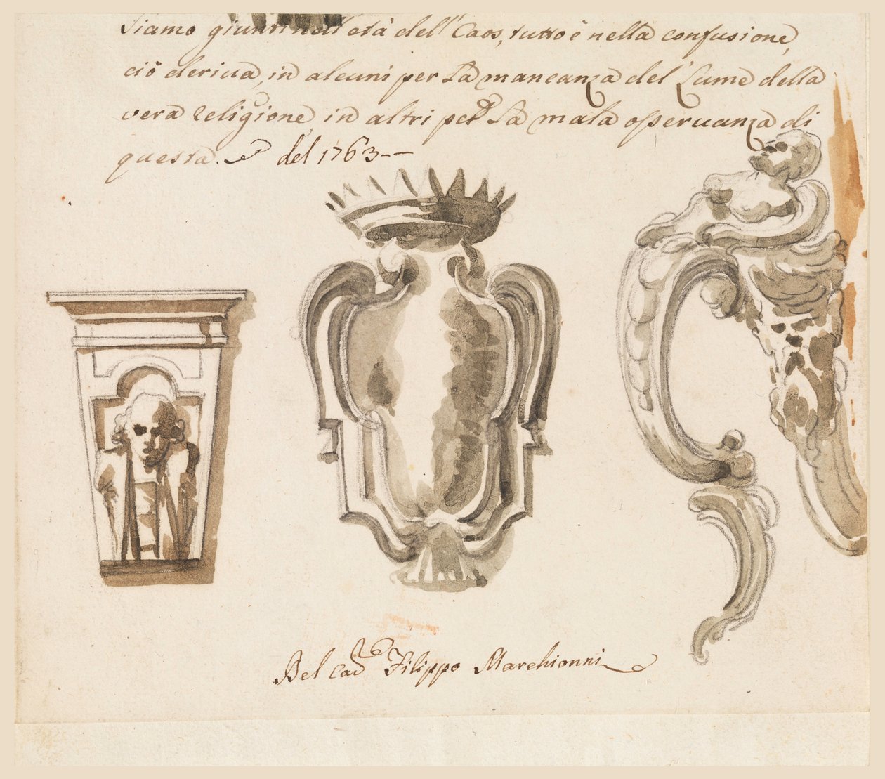 Design for a Console and Escutcheon, 1763 by Filippo Marchionni