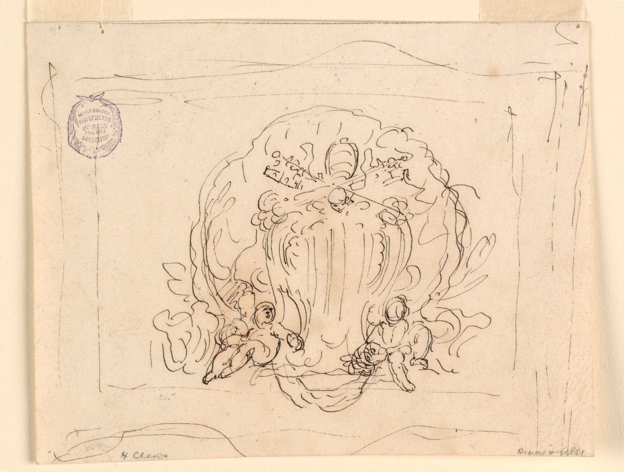 Tablet bearing the coat of arms of Pope Benedict XIV with shell as background, 1740–58 by Filippo Marchionni