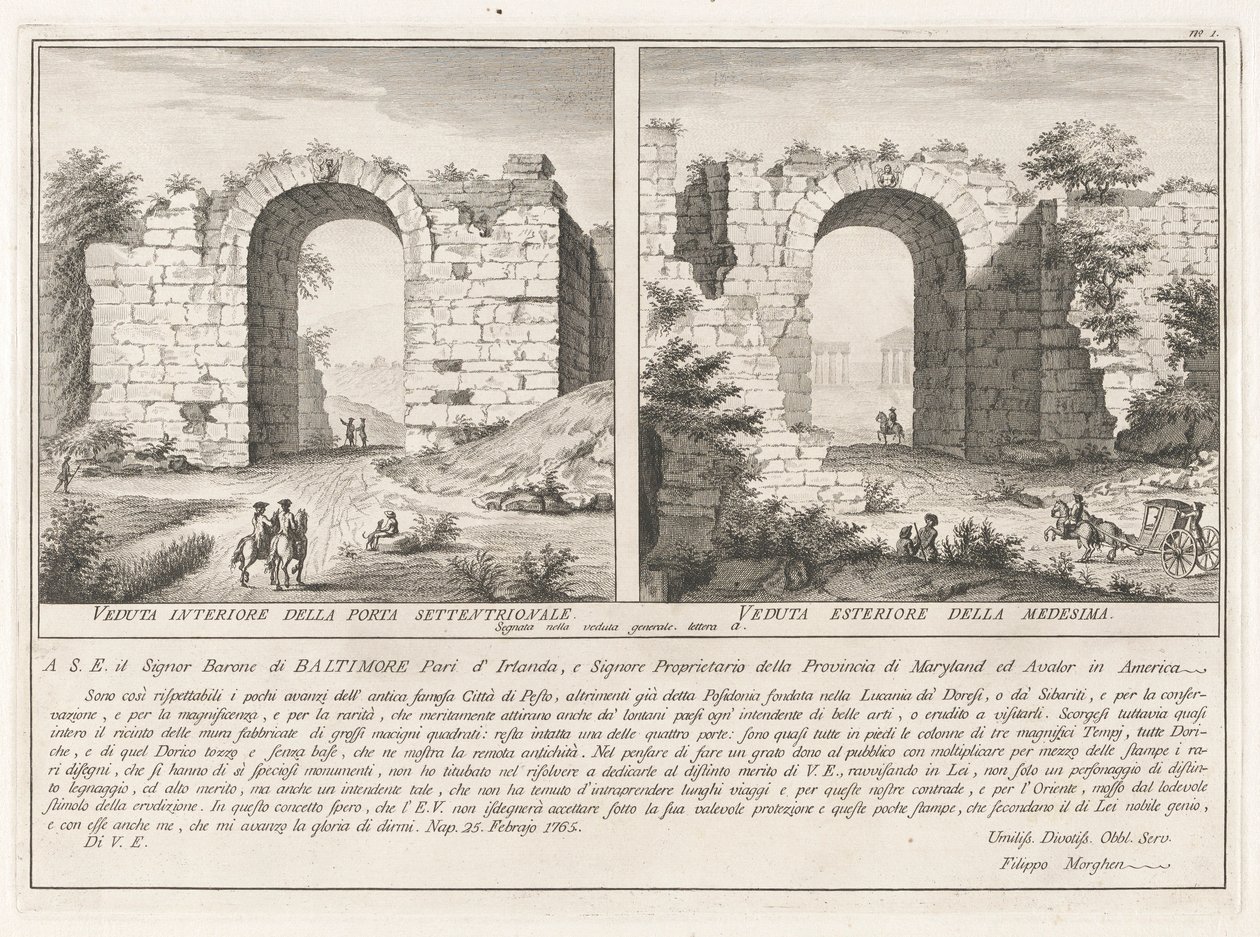 Dedication Page, from Antiquities of Paestum by Filippo Morghen