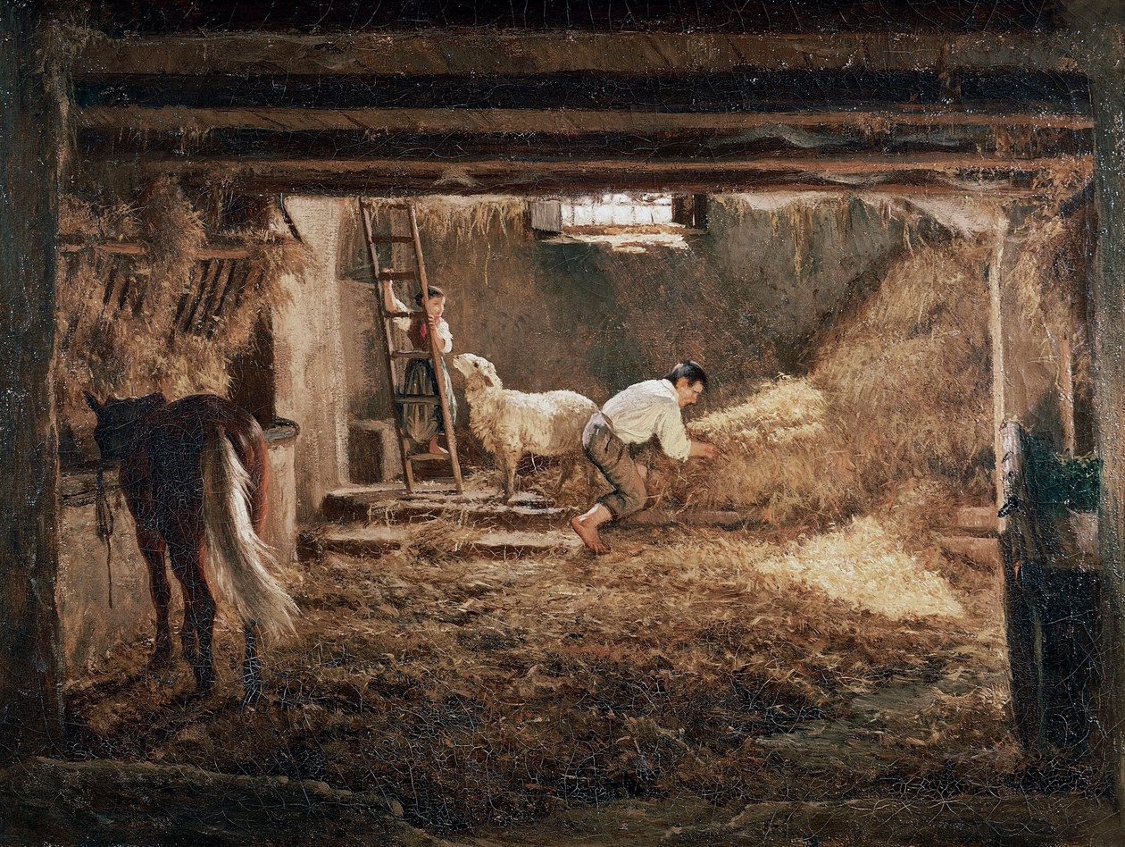View of the Interior of a Stable by Filippo Palizzi