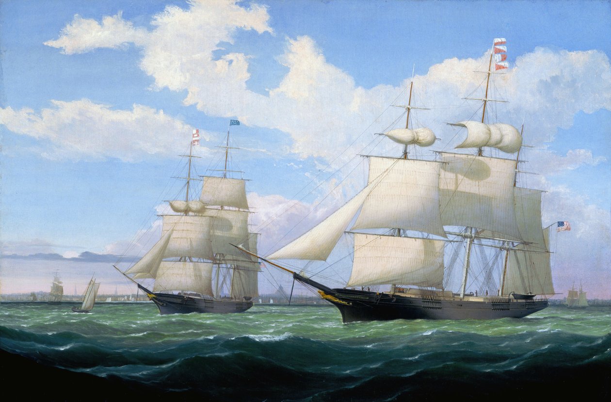 The Ships "Winged Arrow" and "Southern Cross" in Boston Harbor by Fitz Henry Lane