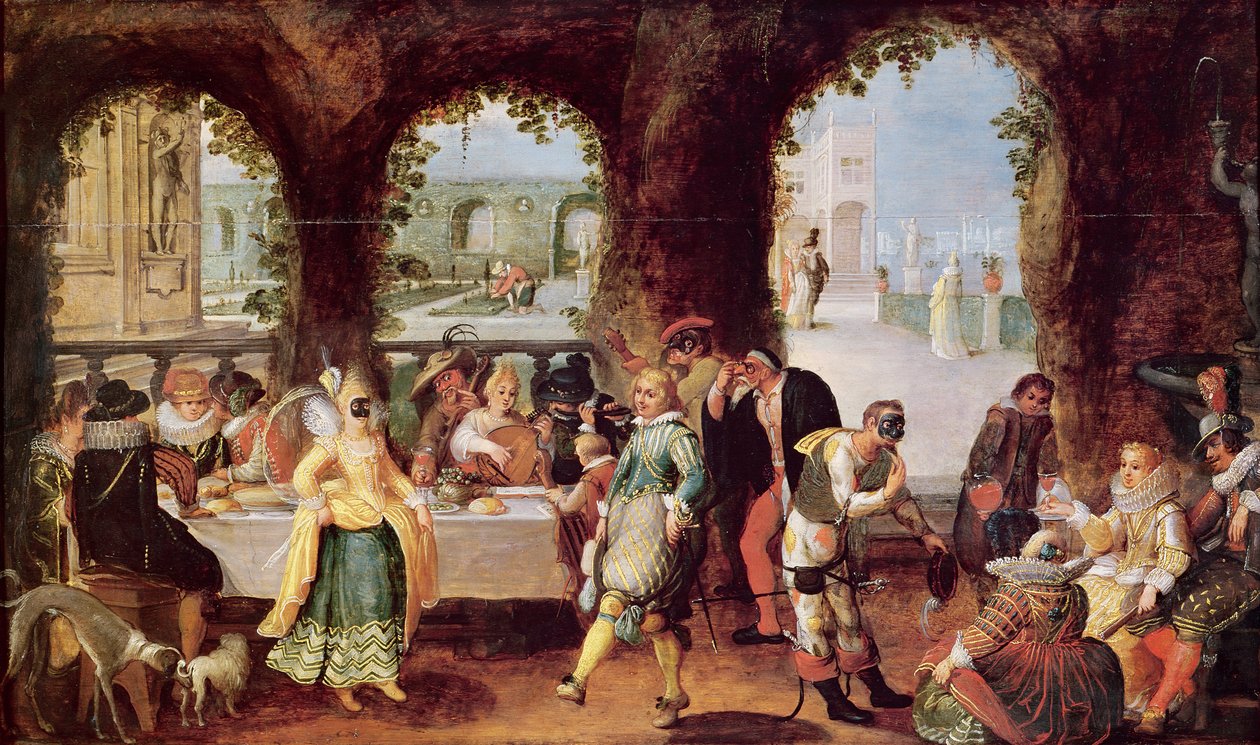 The Italian Comedians by Flemish School