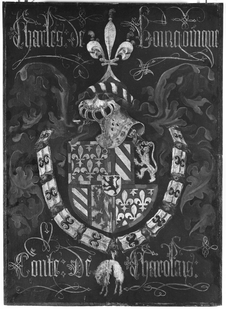 Coat of Arms of Charles de Bourgogne (1433-77) Count of Charolais, 3rd Chapter of the Order of the Golden Fleece, Dijon, 1433 by Flemish School