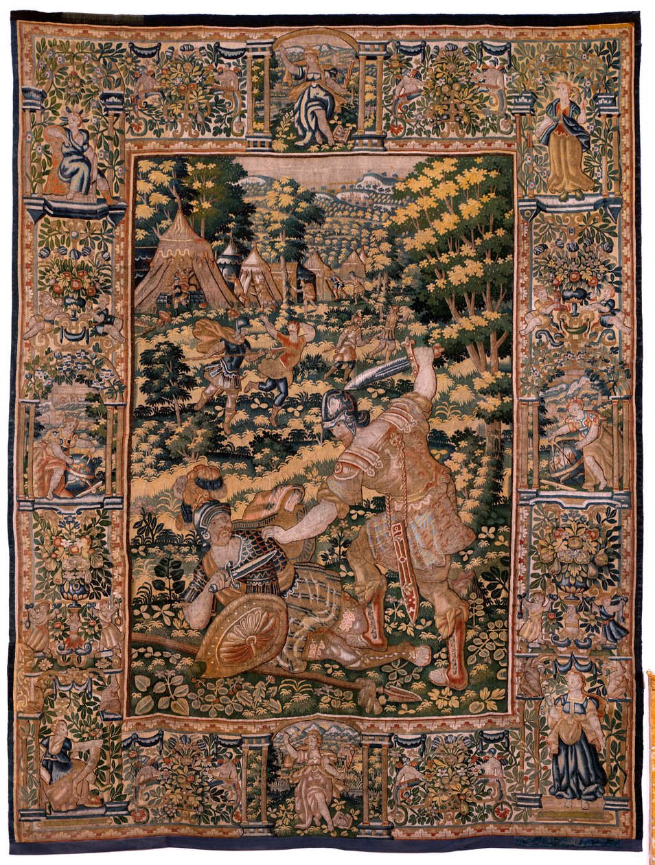 Flemish Tapestry. Series Story of Cyrus. Combat between Two Warriors and the Death of Cyrus. Anonymous, Based on Michiel Coxcie. Atelier Antwerp. Ca 1590. by Flemish School