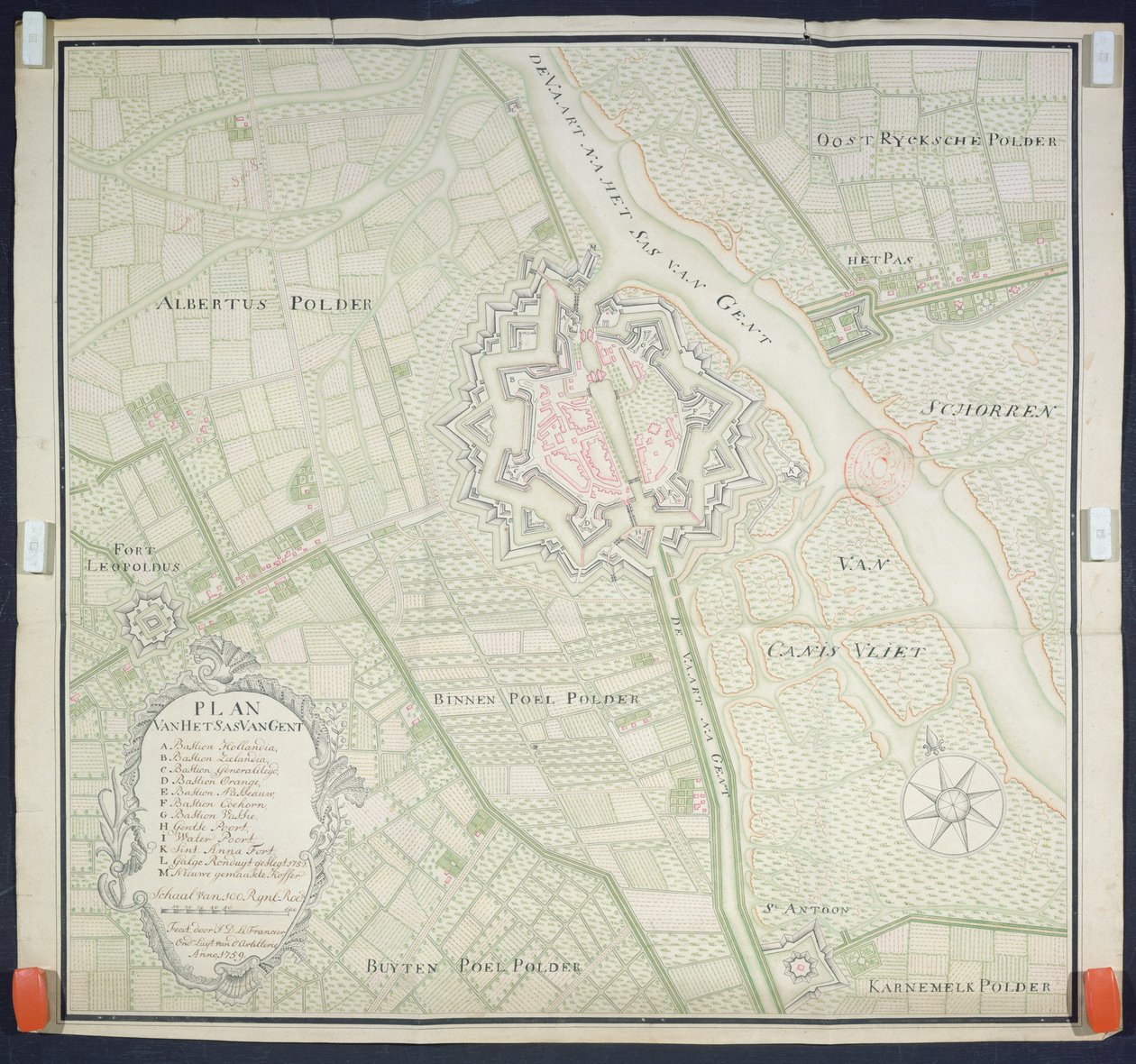 Map of Sas de Gant and Surrounding Areas by Flemish School