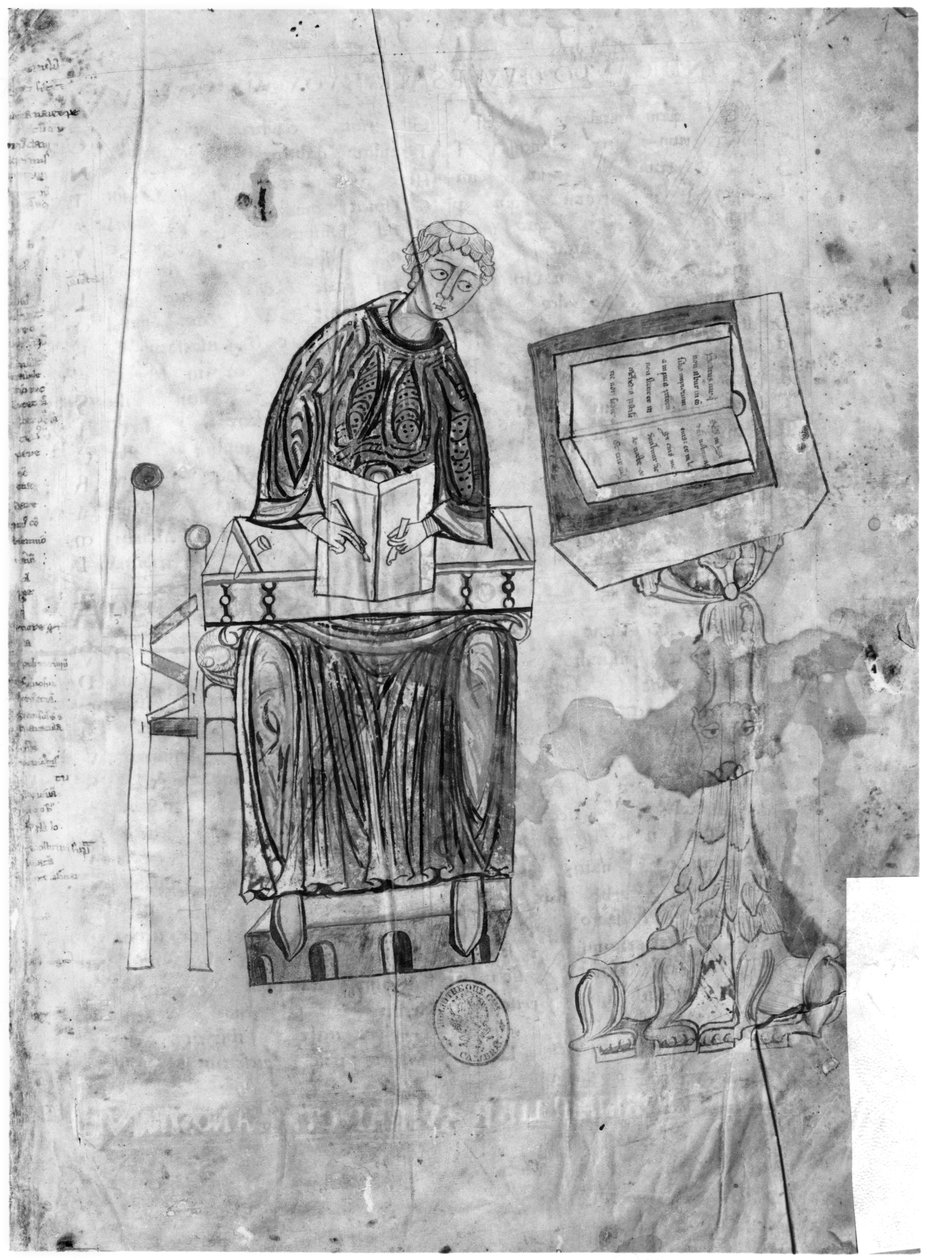Lectionary, the copyist by Flemish School: Fine art print