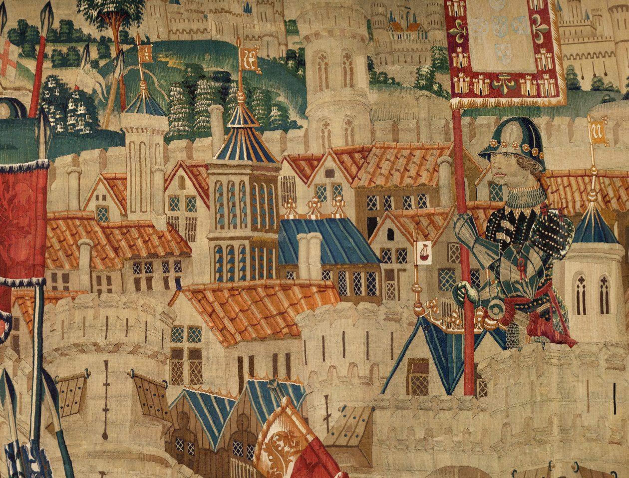 Parish museum of tapestries. Flemish tapestry. Conquest of Tanger. Series Conquests of king Alfonso I of Portugal. Tournai. Wool and silk by Flemish School