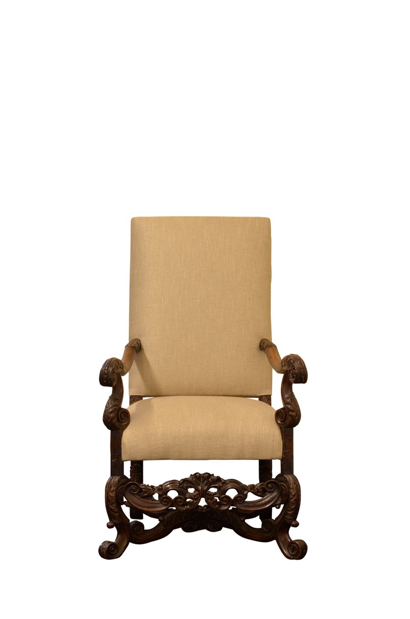 Walnut upholstered armchair, c.1660 by Flemish School