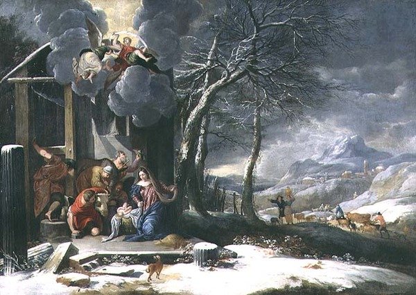 Winter Landscape with Nativity by Flemish School