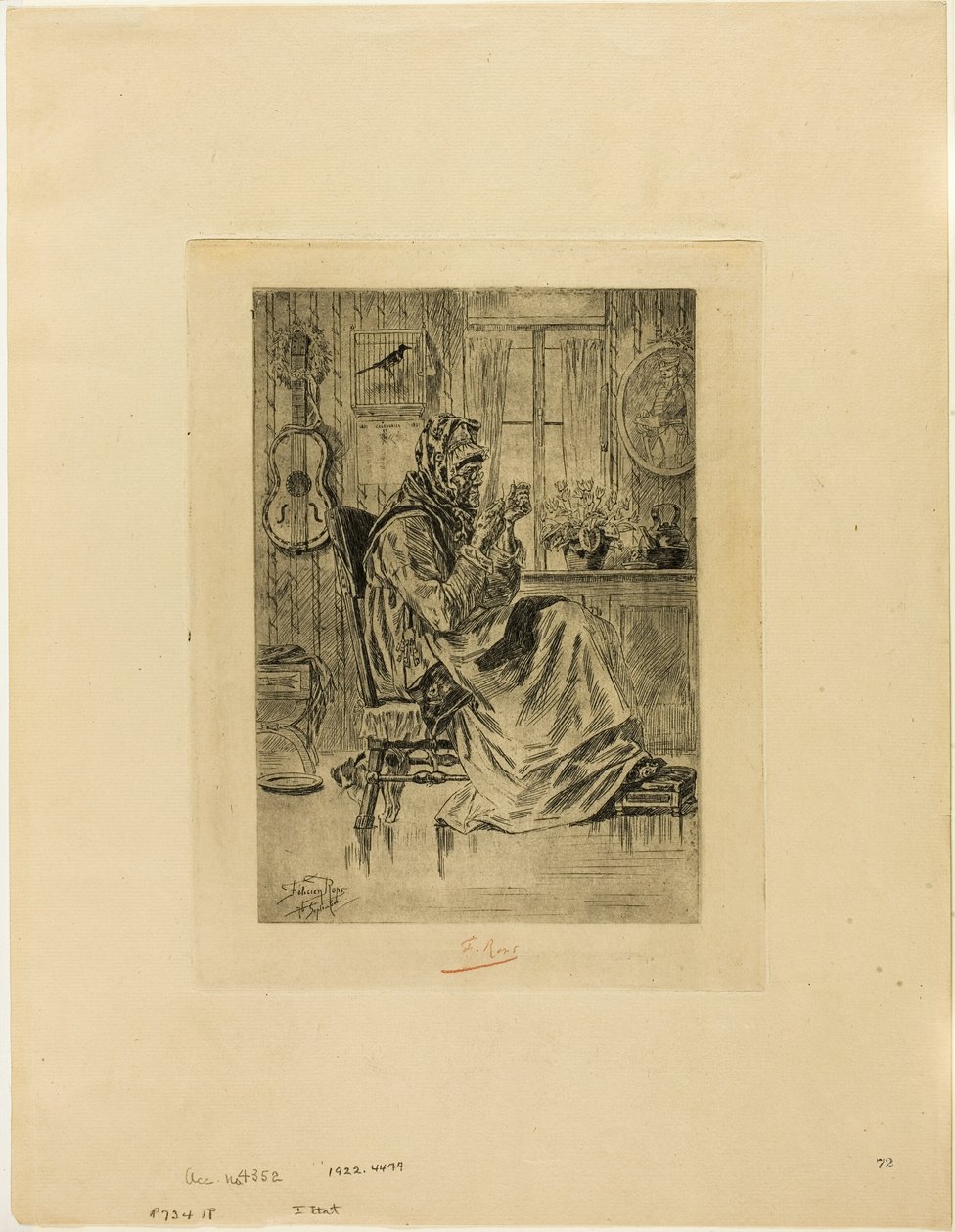 Old Woman with a Needle by Félicien Rops