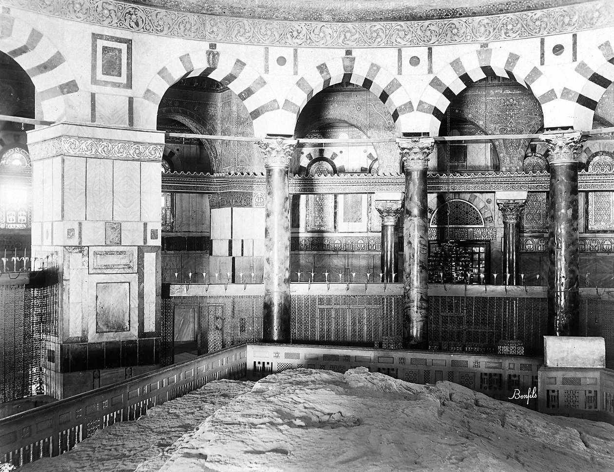 Interior of the Mosque of Omar in Jerusalem by Félix Bonfils