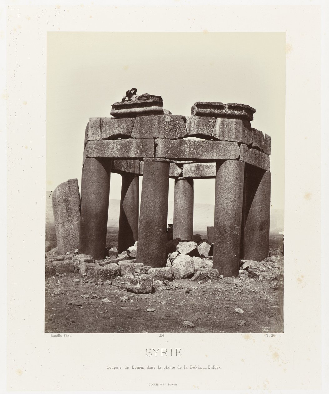 Man on the Qubba of Douris, Near Baalbek by Félix Bonfils