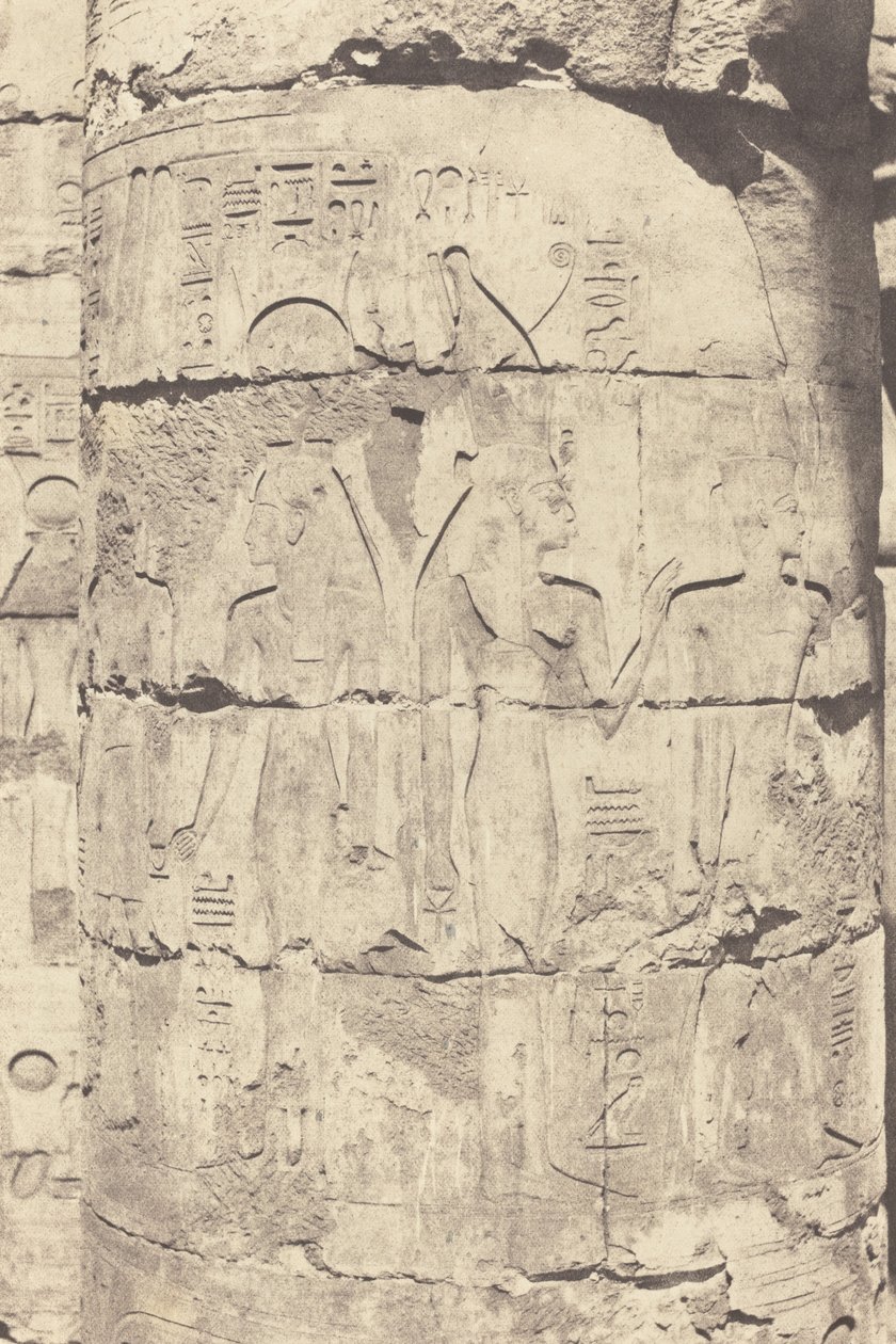 Karnak Thebes, Hypostyle Hall, Central Colonnade, Decoration of a Column by Félix Teynard