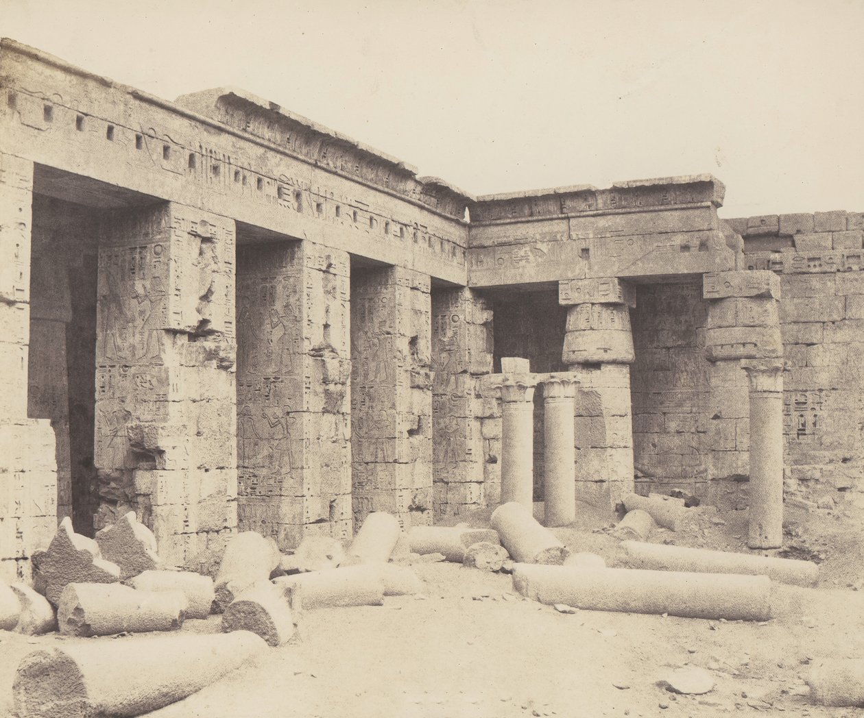 Médinet-Abou Thèbes. Constructions Postérieures - Deuxième Cour, 1851-52, printed 1853-54 by Félix Teynard