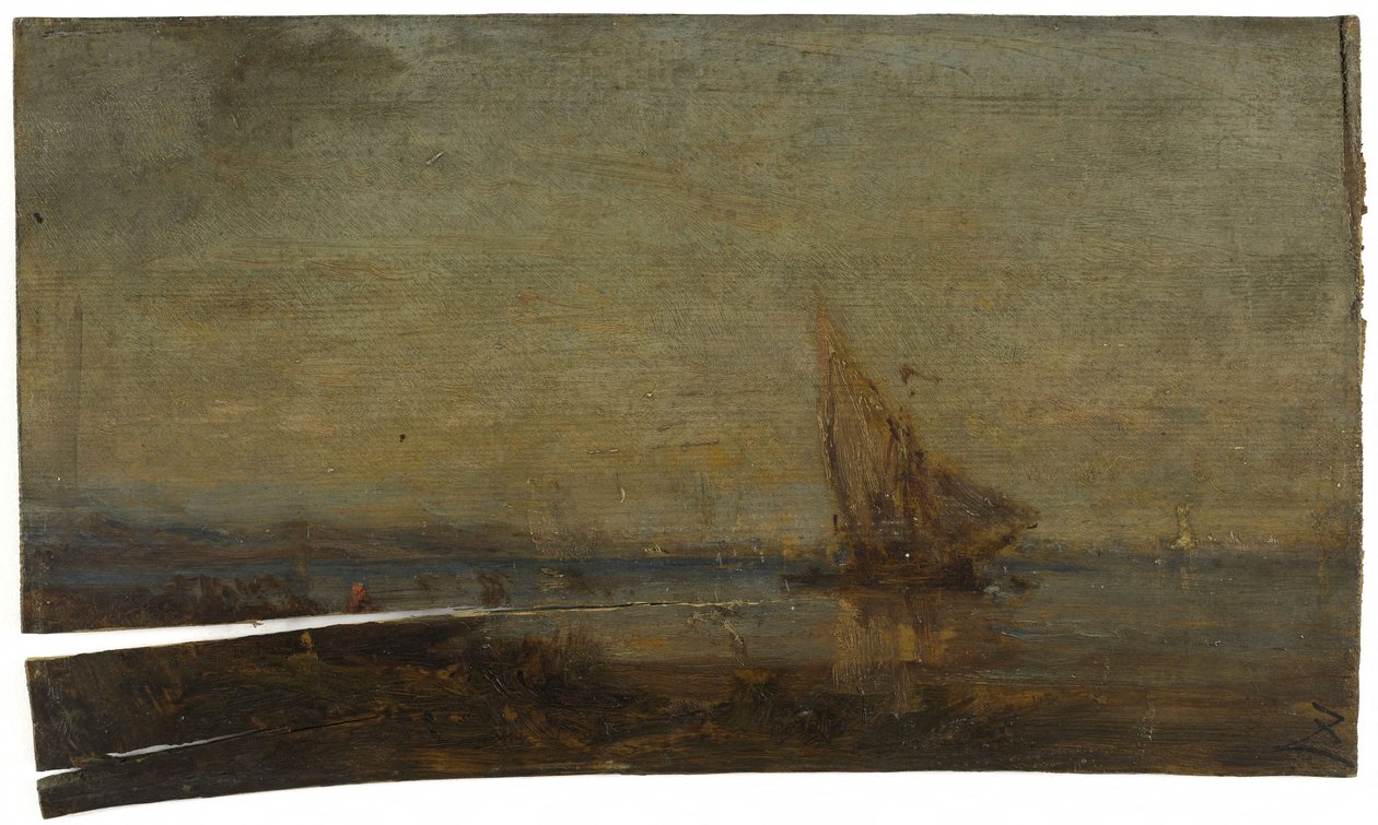 In front of Martigues, the yellow sail (circa 1875) by Félix Ziem