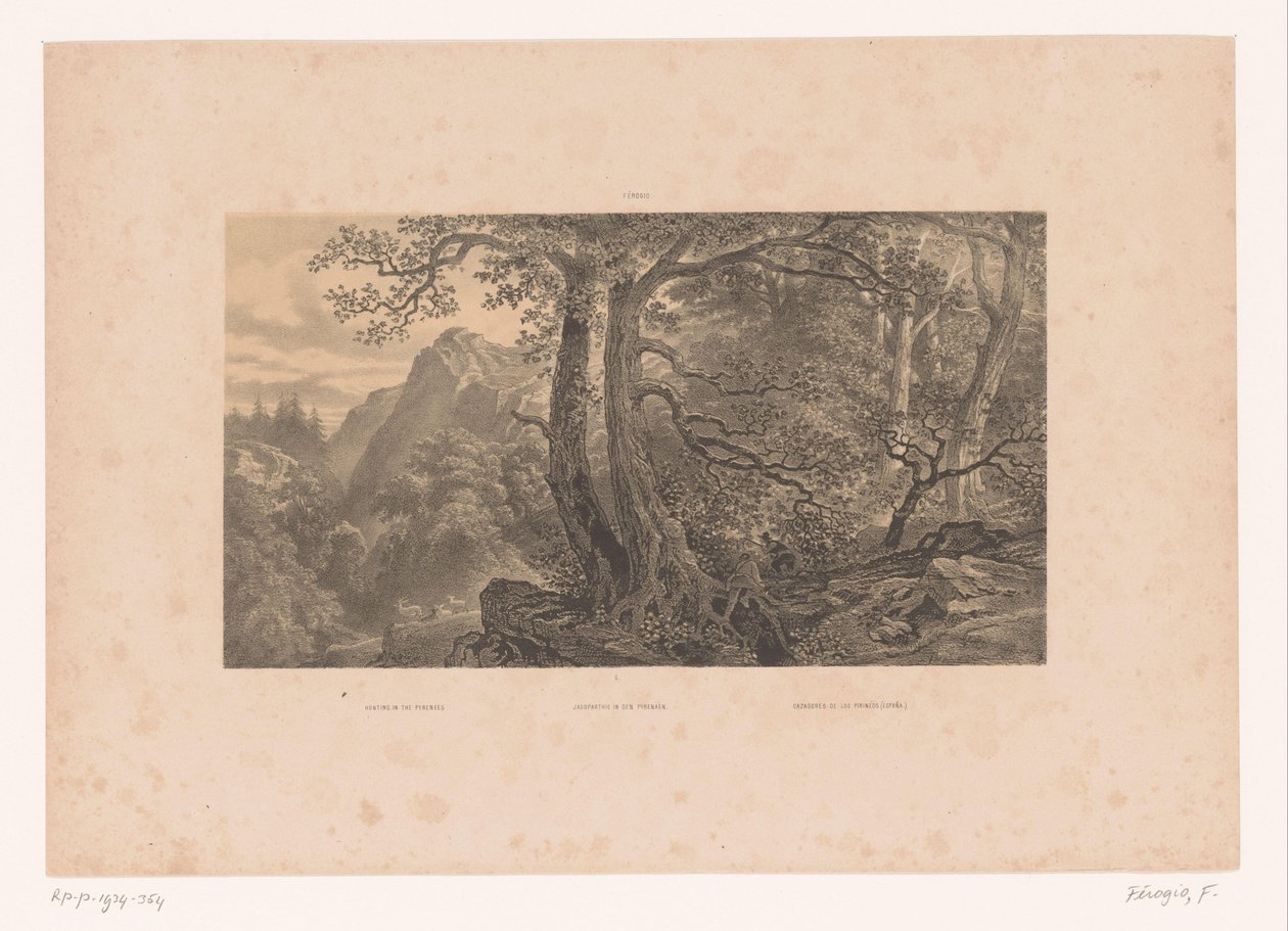 Two Hunters in a Forest in the Pyrenees by Fortuné Ferogio