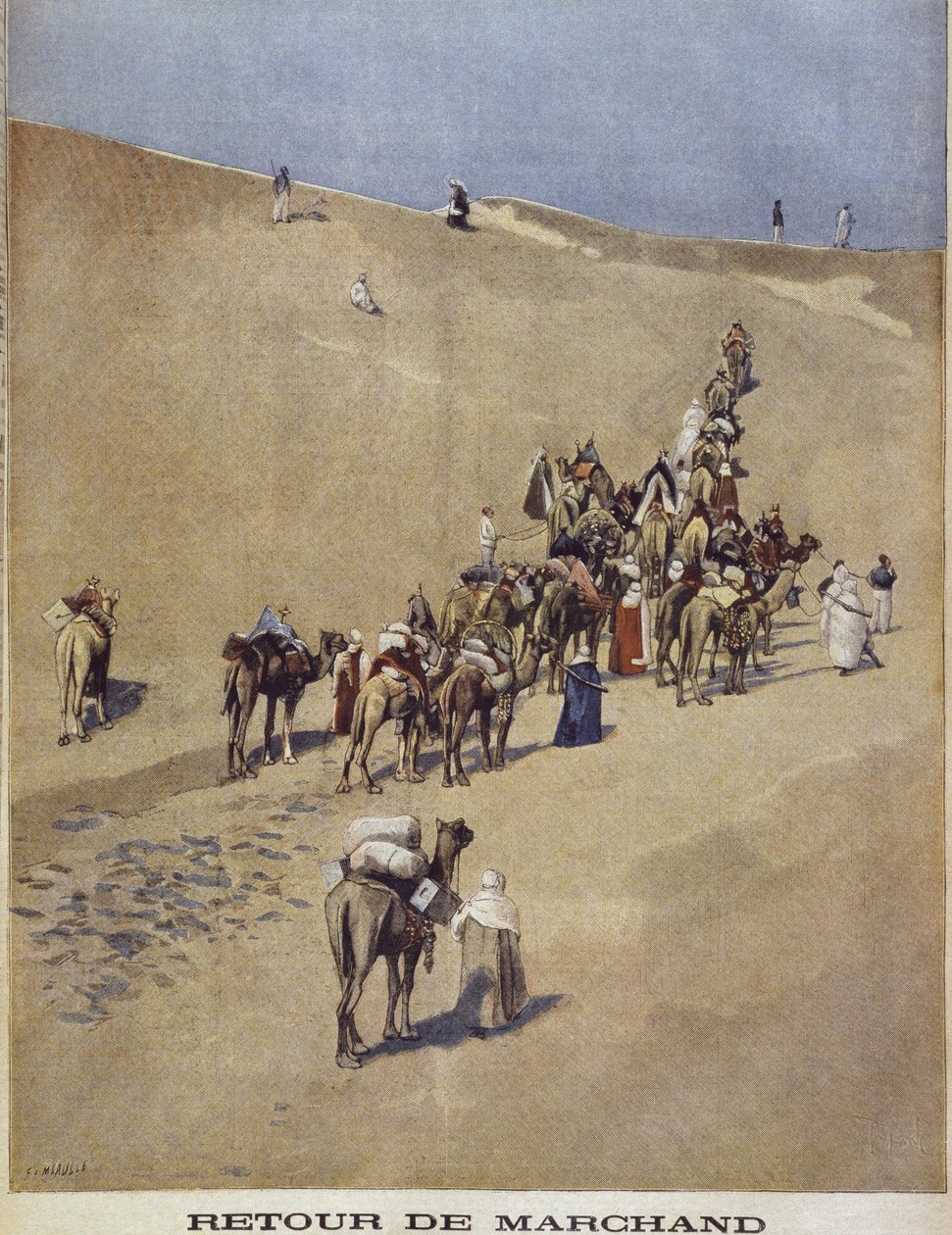 Return of Commander Jean-Baptiste Marchand, the last supply, illustration from 