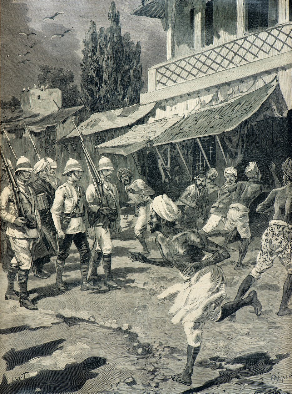Insurrection in the City of Bombay in 1898 by Fortune Louis Meaulle