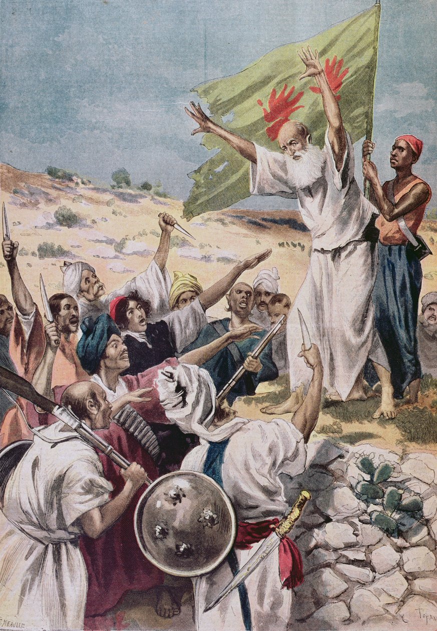 Preaching 'Holy War' during an uprising in British India, illustration ...