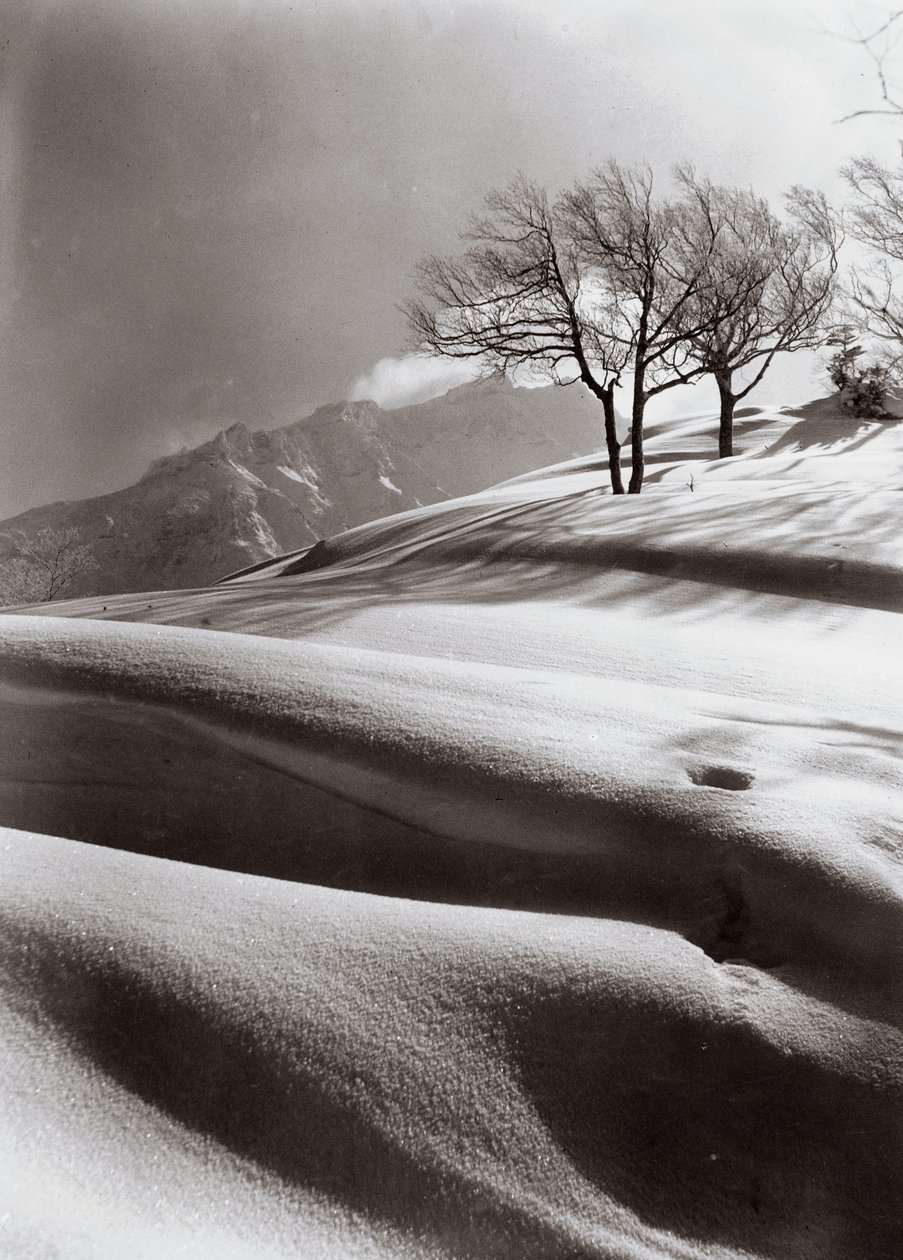 Sensual snow (in the background Mount Ashibetsu, 2100 m) by Fosco Maraini