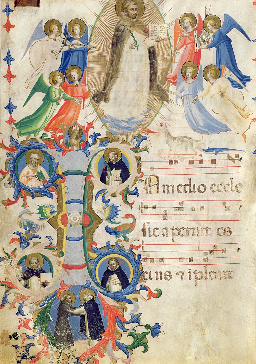 Page Depicting St. Dominic and an Historiated Initial 'I' from a ...