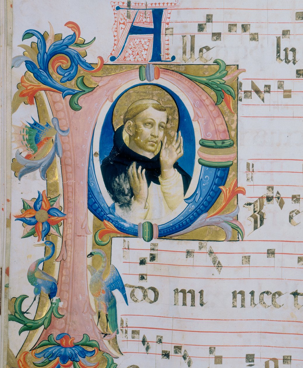 A Dominican Saint. Illustrated Miniature in a Missal (c. 9, verso) by Fra  Angelico