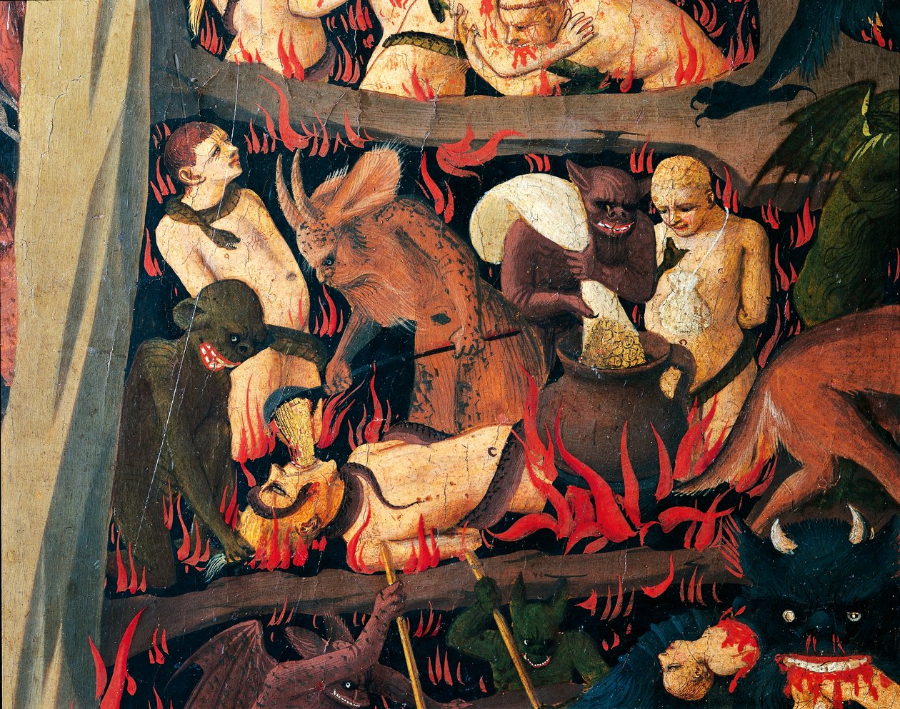 Hell with demons punishing greedy (detail) by Fra (c.1387 1455) Angelico