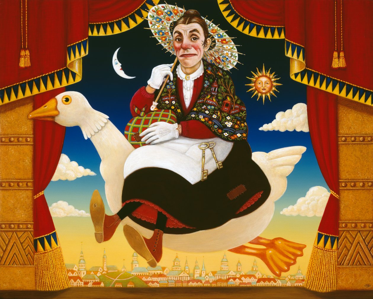 Dan Leno (1860-1904) as Mother Goose by Frances Broomfield