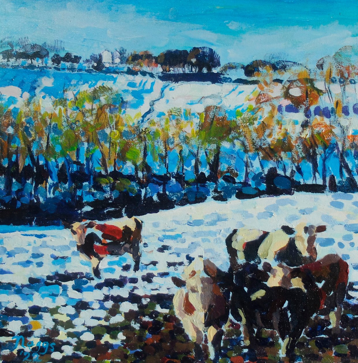 Cows in Snow, 2024 by Frances Naggs