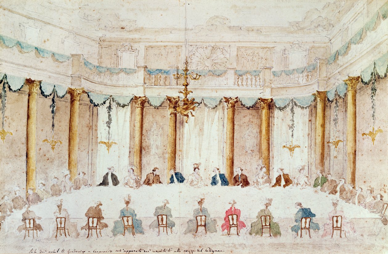 Festive Dinner Given to Celebrate the Marriage of Armand Duke of Polignac to the Baroness Idalia of Neukirchen at Villa Gradenigo, Carpenedo by Francesco Guardi