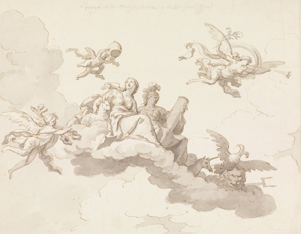Design for a Painted Ceiling - Triumph of Meekness and Strength by Francesco Manno