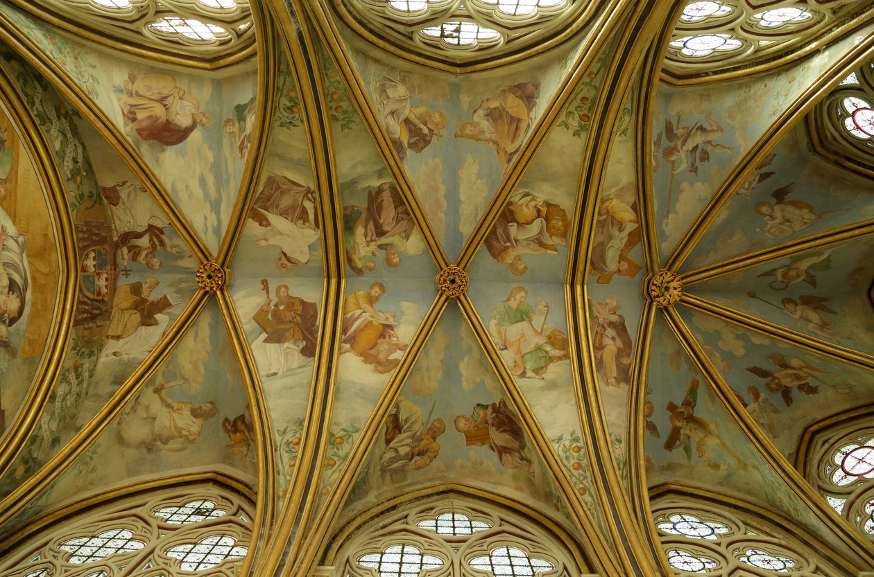 The Vaults of the Rayonnant Chapel of the Abbey with Renaissance Paintings, 13th-16th Century by Francesco Primaticcio