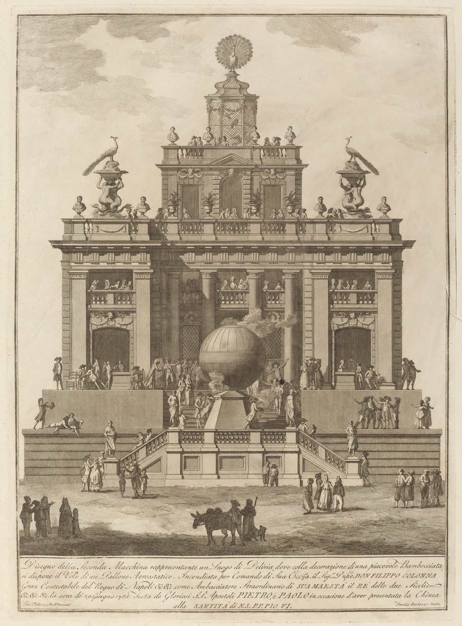 A Place of Delight with an Aerial Balloon, for the Chinea Festival, 1785 by Francesco Barbazza