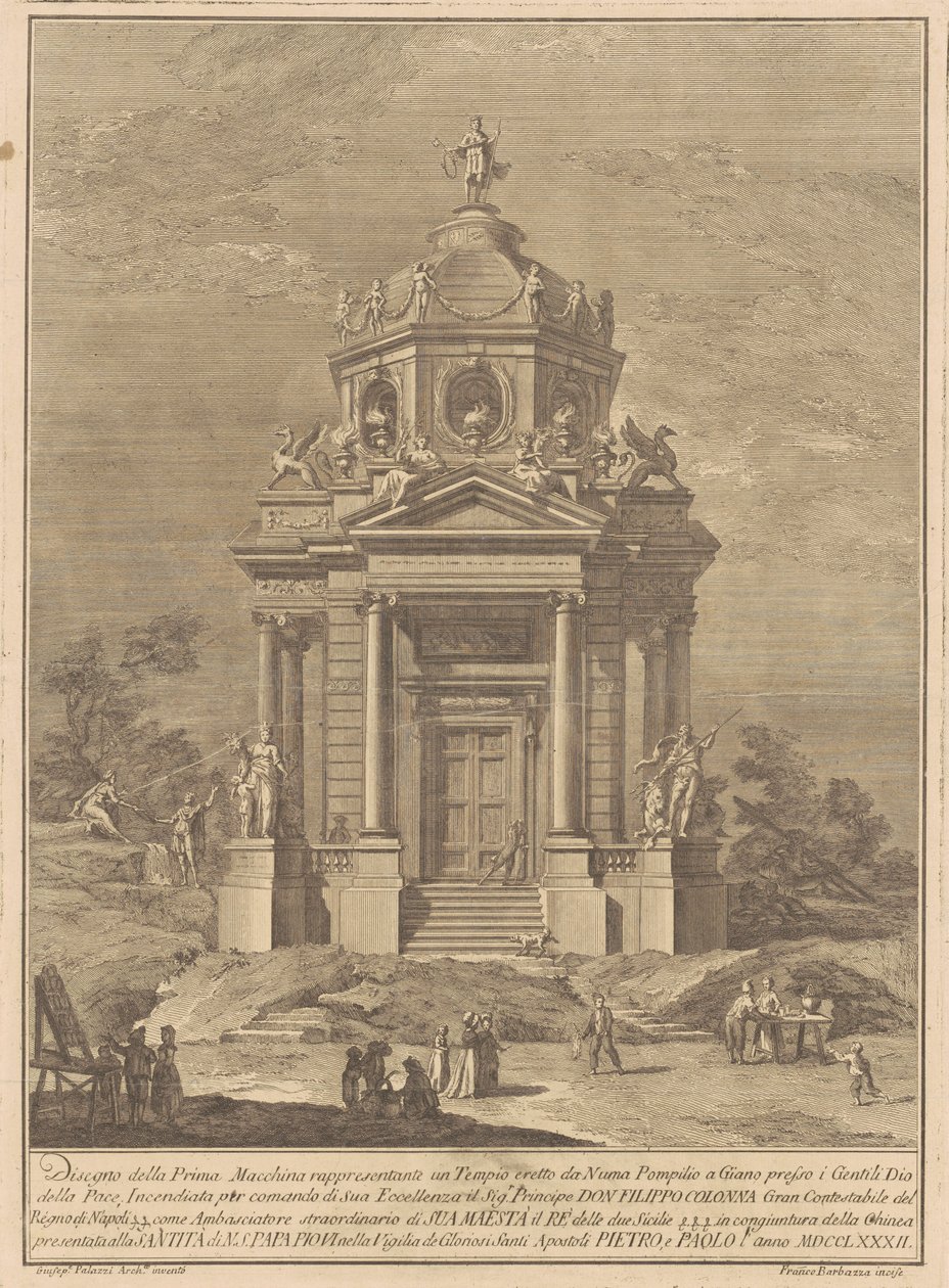 The Prima Macchina for the Chinea of 1782: The Temple of Janus Built by Numa Pompilius by Francesco Barbazza, after Giuseppe Palazzi