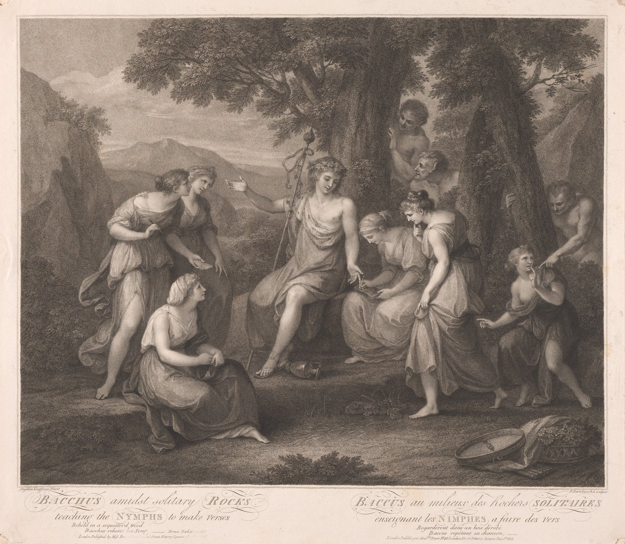 Bacchus amidst Solitary Rocks Teaching the Nymphs to Make Verses by Francesco Bartolozzi
