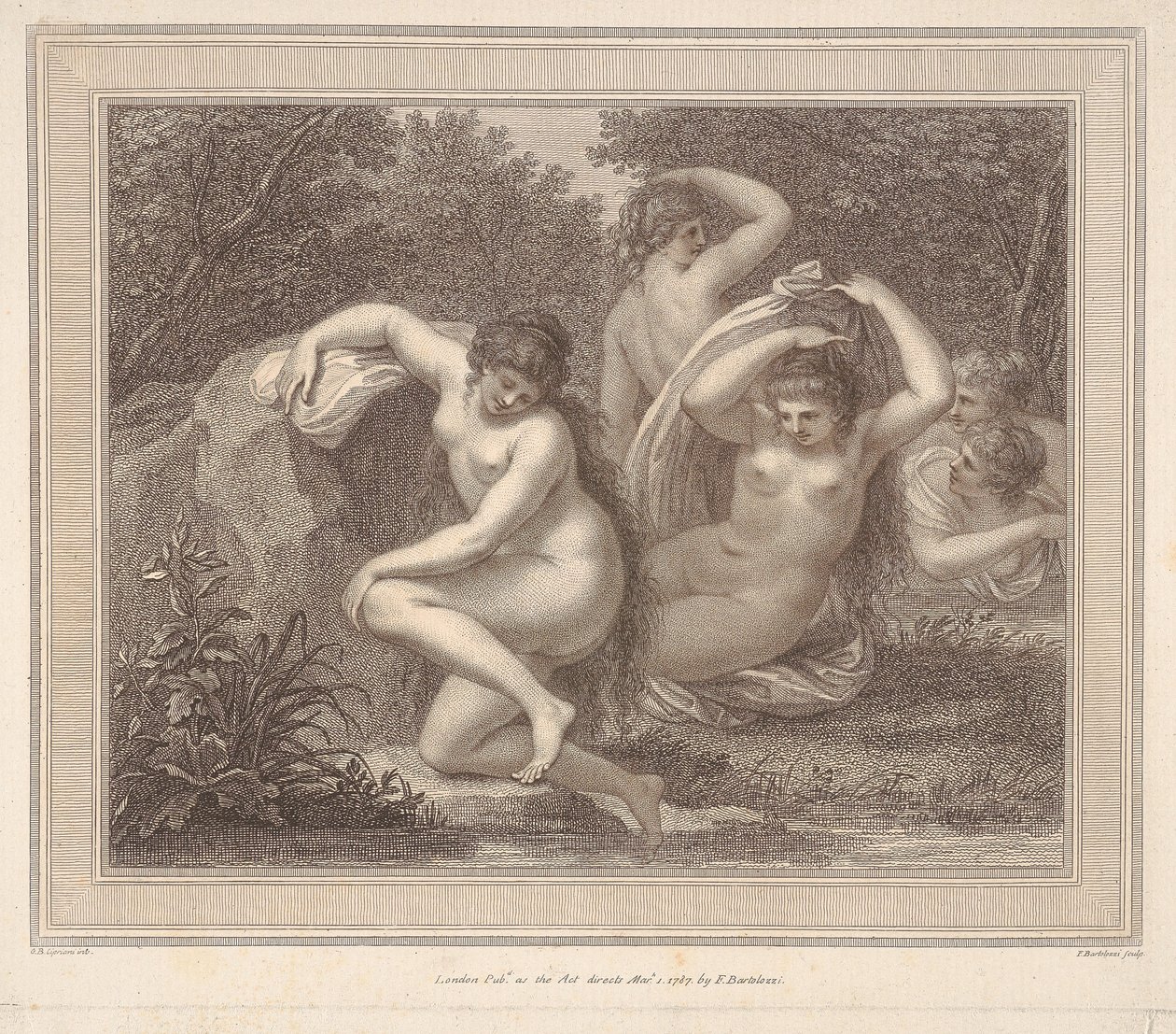 Nymphs and Diana Bathing by Francesco Bartolozzi