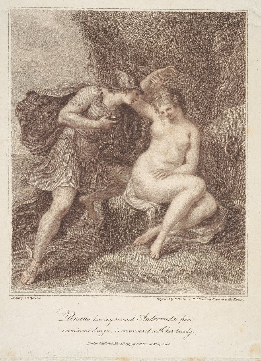 Perseus Having Rescued Andromeda From Imminent Danger, Is Enamoured With Her Beauty by Francesco Bartolozzi