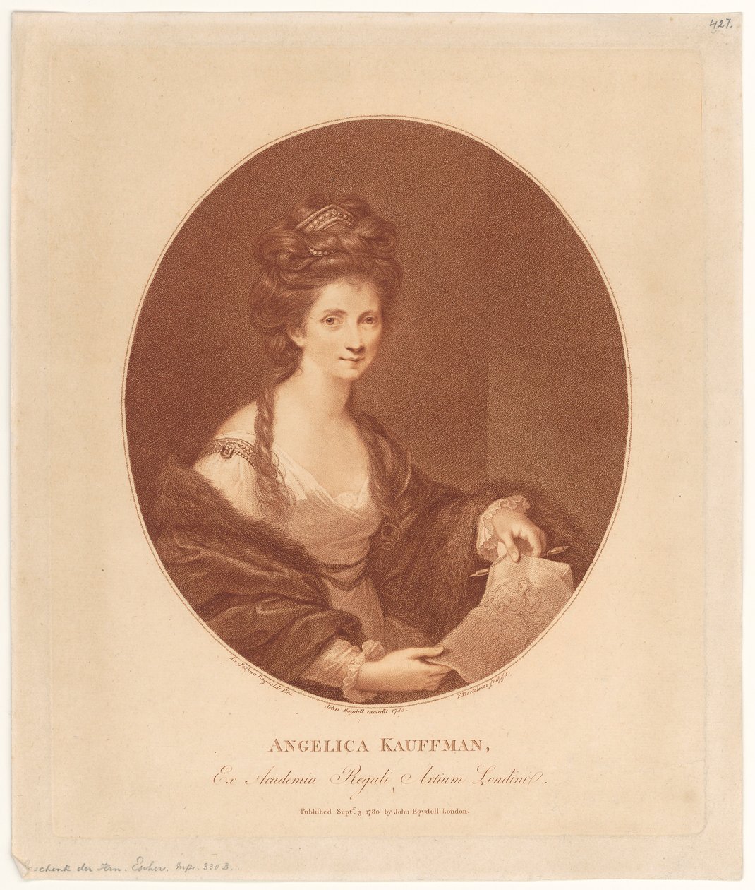 Portrait of Angelika Kauffmann by Francesco Bartolozzi