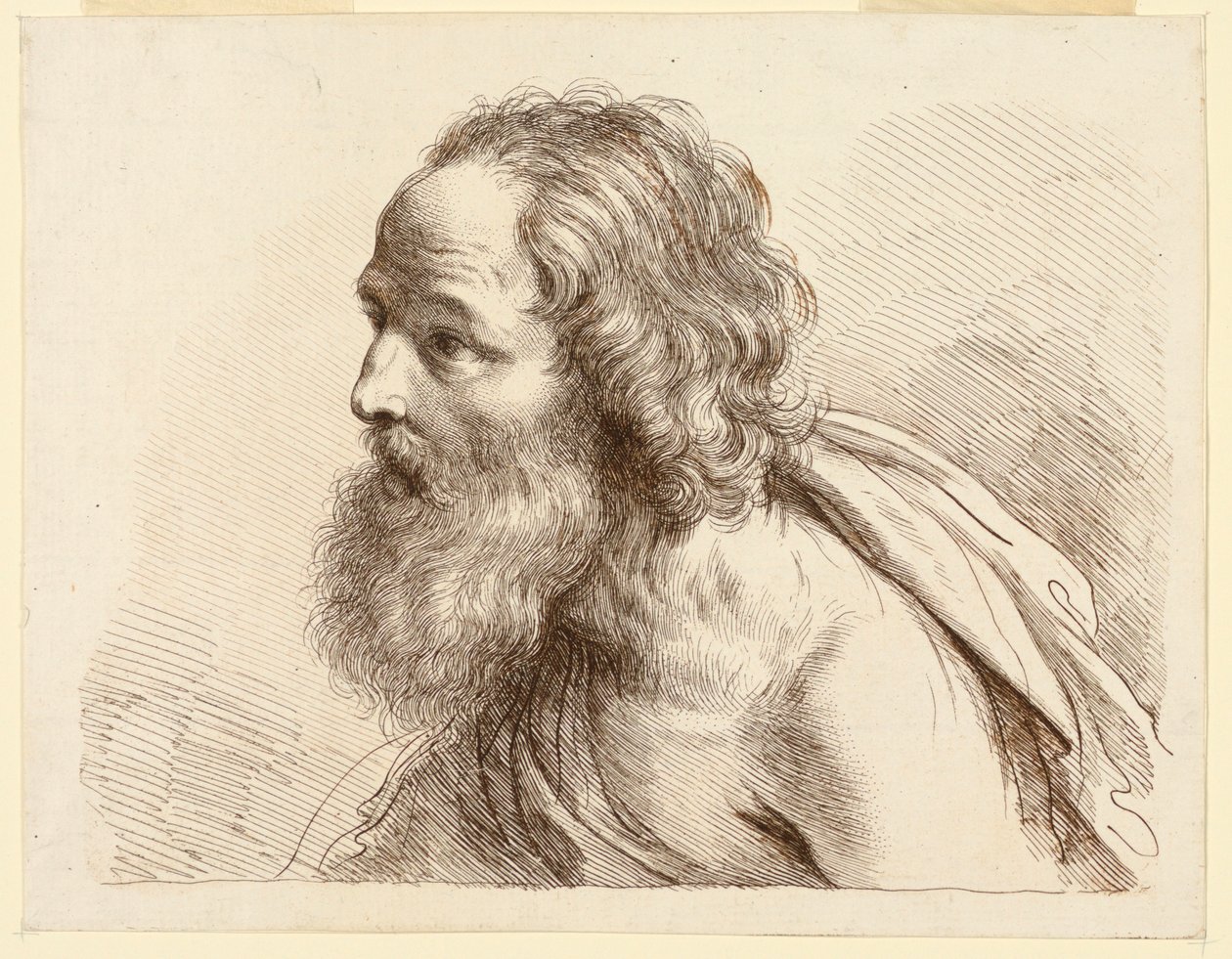 Portrait of an Old Man with a Beard, with Naked Shoulders by Francesco Bartolozzi